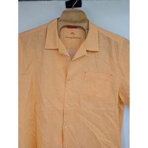 Tommy Bahama Coastal Breeze 100% Linen Short Sleeve Button Down Orange‎ sz XL